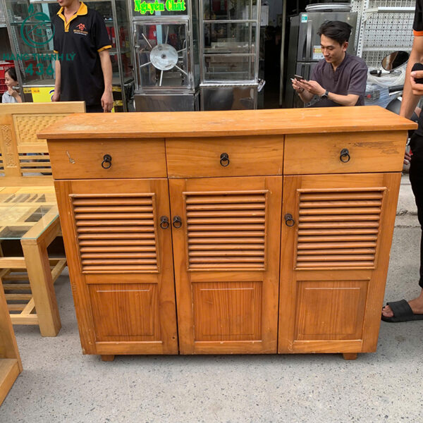 tu giay cu van go vang 3 canh kem hoc 1m2x37cmx1m 1