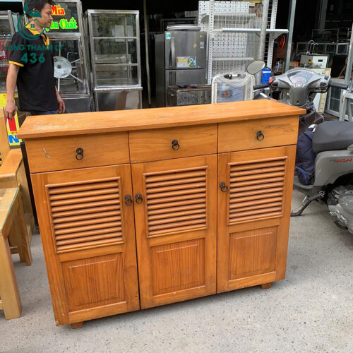 tu giay cu van go vang 3 canh kem hoc 1m2x37cmx1m 3