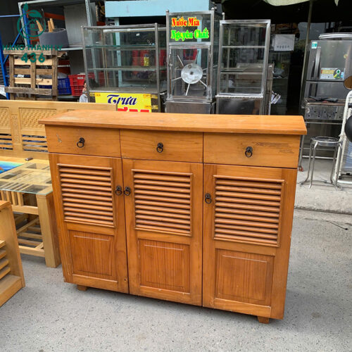 tu giay cu van go vang 3 canh kem hoc 1m2x37cmx1m 4