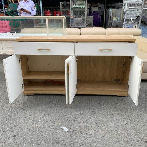 tu giay dep cu 1m5x36cmx80cm mau trang van go 1