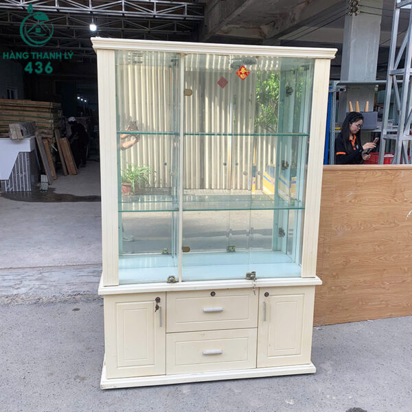 tu kinh trung bay cu 1m17x30cmx1m80 nhieu ngan tien loi 2