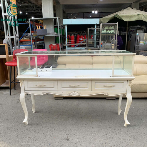 Thanh Lý Bàn Ghế Cũ, Mua Bán Đồ Nội Thất Cũ Giá Rẻ TPHCM 252 tu kinh trung bay cu 1m58x50cmx1m1 khung go tan co dien 3