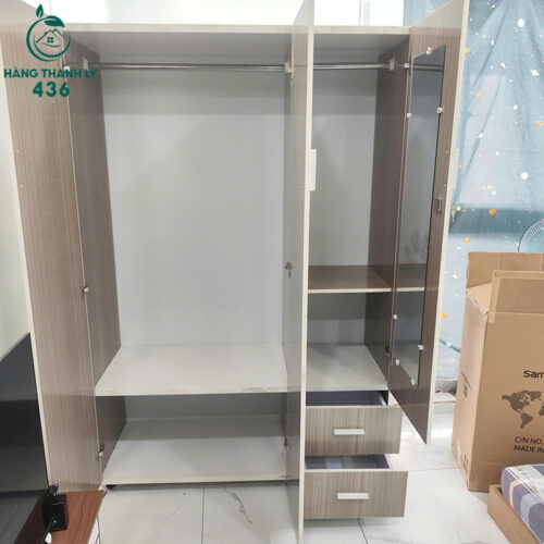 tu quan ao 3 canh cu 1m2x1m8x45cm go cong nghiep 1