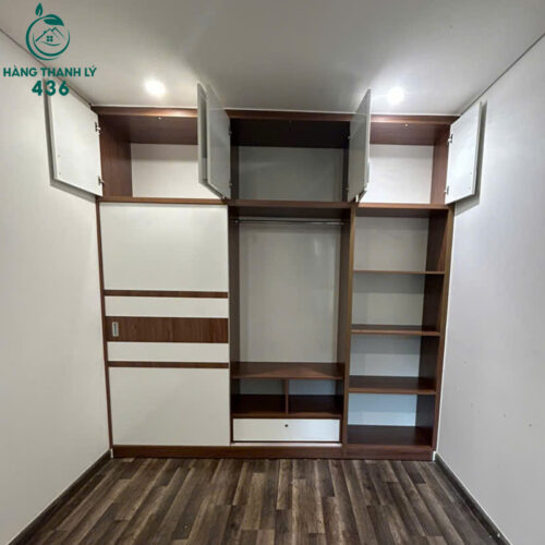 Tủ Quần Áo Cũ Cánh Lùa Gỗ Kết Hợp Kệ Trang Trí 3 tu quan ao cu canh lua go ket hop ke trang tri 1
