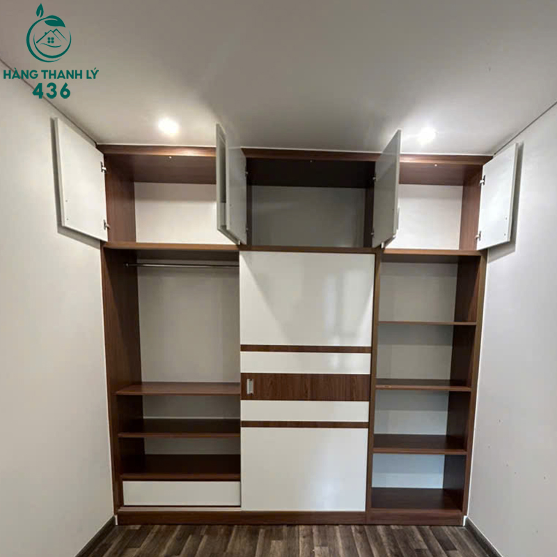 Tủ Quần Áo Cũ Cánh Lùa Gỗ Kết Hợp Kệ Trang Trí 6 tu quan ao cu canh lua go ket hop ke trang tri 2
