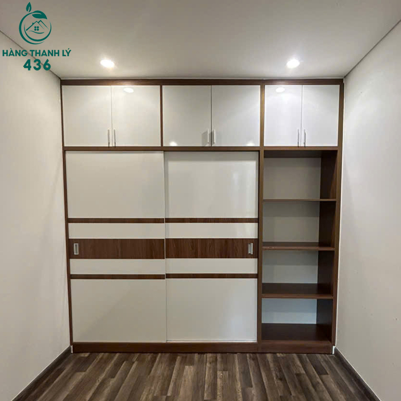 Tủ Quần Áo Cũ Cánh Lùa Gỗ Kết Hợp Kệ Trang Trí 4 tu quan ao cu canh lua go ket hop ke trang tri 3