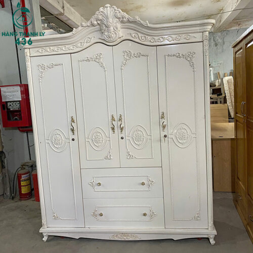 Tủ Quần Áo Tân Cổ Điển Cũ 1M7X2M23 Màu Trắng Sang Trọng 6 tu quan ao tan co dien cu mau trang sang trong 2