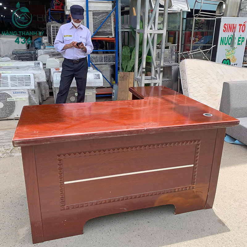 Bàn Giám Đốc Cũ Gỗ Màu Nâu Kiểu Dáng Góc L 1M2X1M4X68CM 6 1m4x68x gocL1m2 1 copy