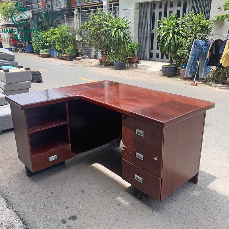 Bàn Giám Đốc Cũ Gỗ Màu Nâu Kiểu Dáng Góc L 1M2X1M4X68CM 9 1m4x68x gocL1m2 4 copy