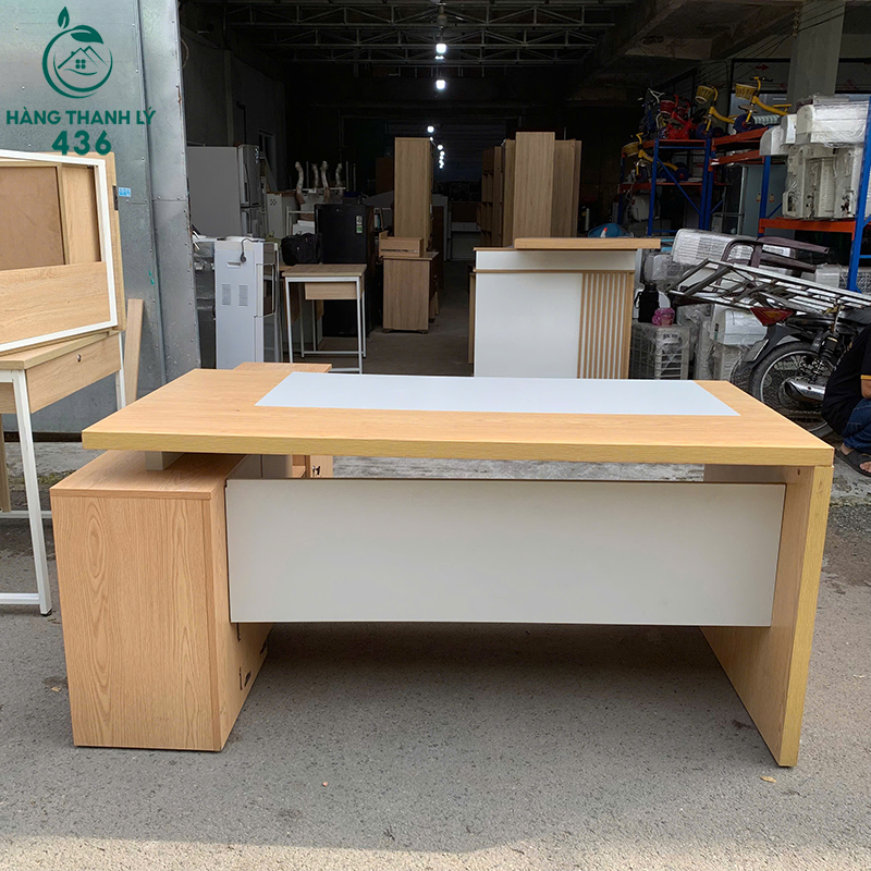 Bàn Giám Đốc Cũ Chữ L 1M6X80CM Kèm Tủ Phụ 1M7 9 ban giam doc cu chu l 1m6x80cm kem tu phu 1m7 4