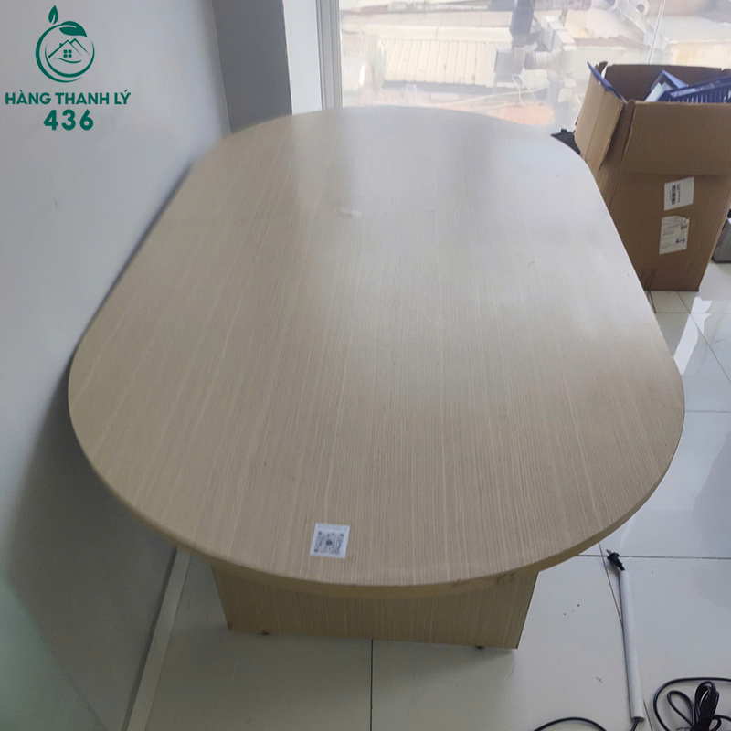 Bàn Họp Gỗ Cũ 2MX1M Mặt Oval 6 ban hop go cu 2mx1m mat oval 1