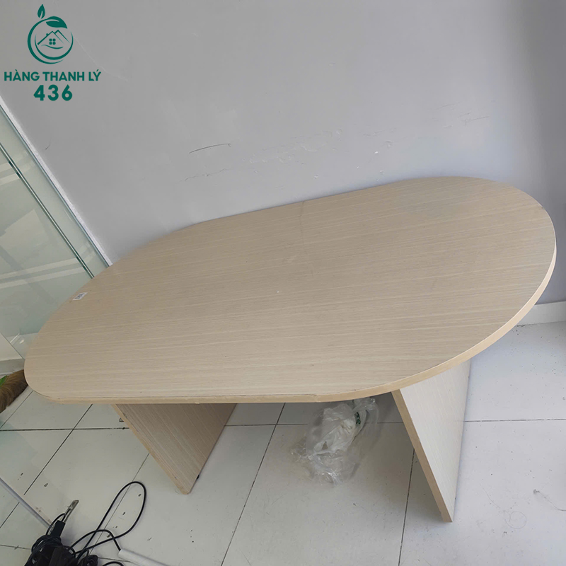 Bàn Họp Gỗ Cũ 2MX1M Mặt Oval 8 ban hop go cu 2mx1m mat oval 3