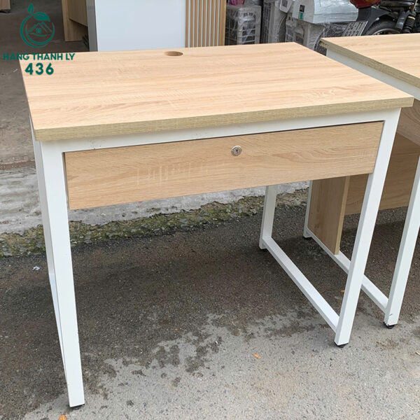 ban lam viec cu van go vang 80cmx60cm chan sat trang 3