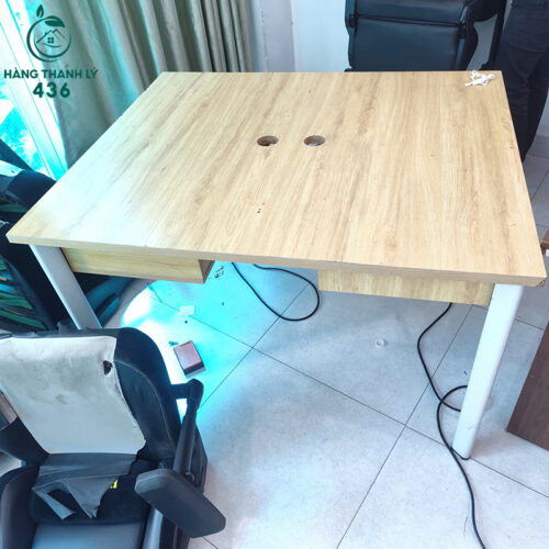 ban lam viec doi cu mat go 1m2x1m2x75cm chan oval cu 1