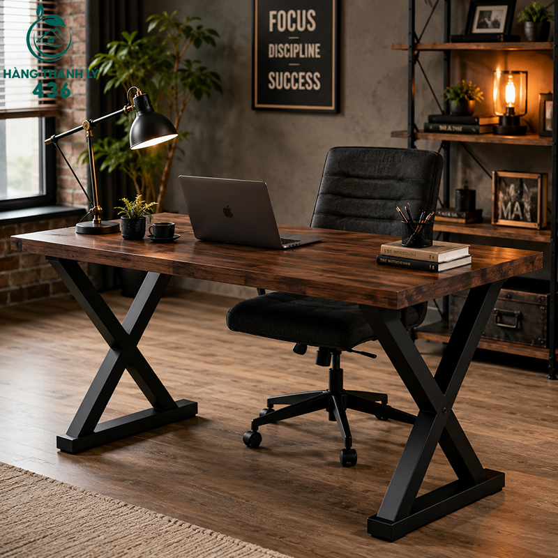 bo ban lam viec chan chu x kem ghe 1