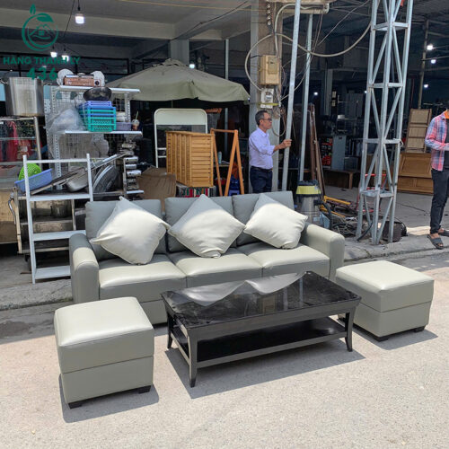 Bộ Sofa Bọc Da Cũ 2 Đôn Rời Kèm Bàn Tiện Dụng 3 bo sofa cu 2 don roi kem ban tien dung 1