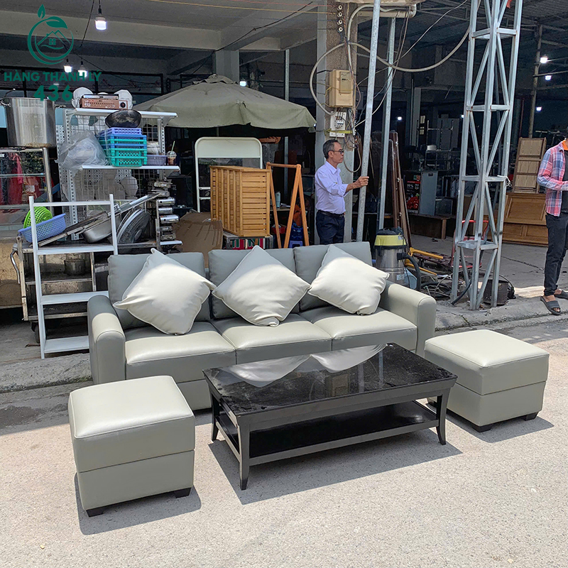 Bộ Sofa Bọc Da Cũ 2 Đôn Rời Kèm Bàn Tiện Dụng 4 bo sofa cu 2 don roi kem ban tien dung 1
