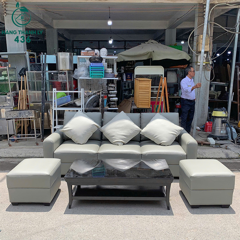 Bộ Sofa Bọc Da Cũ 2 Đôn Rời Kèm Bàn Tiện Dụng 5 bo sofa cu 2 don roi kem ban tien dung 2