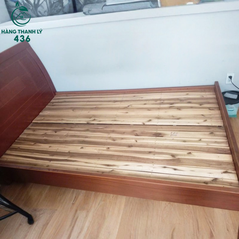 Giường Ngủ Cũ 1M2 Vân Gỗ Màu Nâu Đẹp 4 giuong ngu cu van go mau nau dep 2