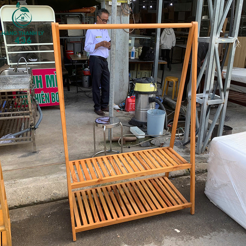 Kệ Treo Quần Áo Cũ Bằng Gỗ Có 2 Tầng Để Đồ 5 ke treo quan ao cu bang go co 2 tang de do 1