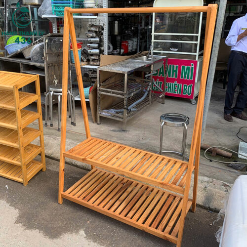 Kệ Treo Quần Áo Cũ Bằng Gỗ Có 2 Tầng Để Đồ 3 ke treo quan ao cu bang go co 2 tang de do 2