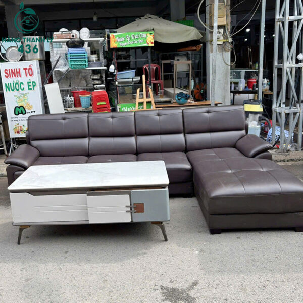 sofa-goc-l-cu-boc-da-mau-nau-kem-ban-tra (3) sofa goc l cu boc da mau nau kem ban tra 3