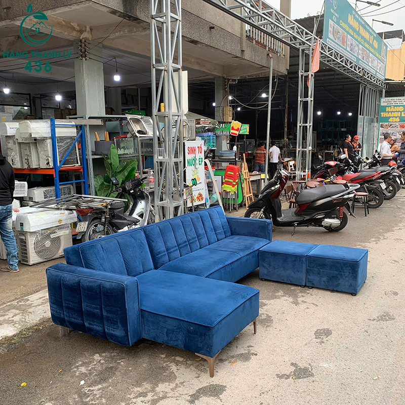 Sofa Góc L Cũ Bọc Nhung Xanh 2M4X1M5 9 sofa goc l cu boc nhung xanh 2m4x1m5 4