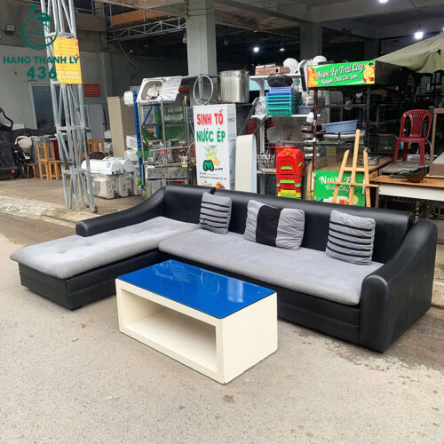 Sofa Góc L Cũ Phối Màu Đen Xám Kèm Bàn Trà 3 sofa goc l cu phoi mau den xam kem ban tra 2