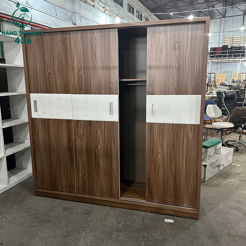 Tủ Áo Gỗ 1M8X2M Cửa Lùa Cũ Phối Nâu Trắng 11 tu ao go 1m8 cua lua cu phoi nau trang 5