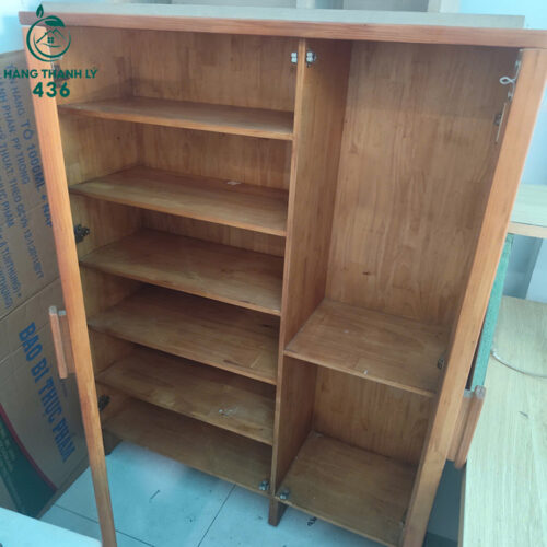 tu dung giay go cu 1m05x35cmx1m30 2 ngan chua nhieu hoc 1