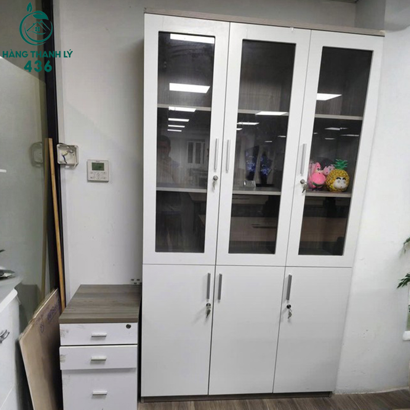 Tủ Hồ Sơ Cũ 1M2X38CMX2M1 6 Cánh Gỗ Màu Trắng 3 tu ho so cu 1m2x38cmx2m1 6 canh go mau trang 1