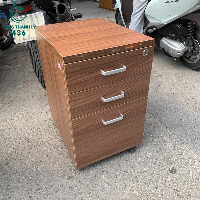 Tủ Hồ Sơ Gỗ Cũ Vân Gỗ Nâu 3 Hộc 4 tu ho so go cu van go nau 3