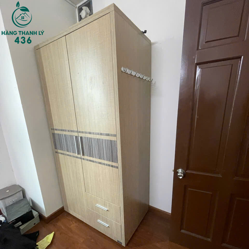 Tủ Quần Áo Cũ 1M Vân Gỗ Sáng Có Hộc Kéo 5 tu quan ao cu 1m van go sang co hoc keo 1