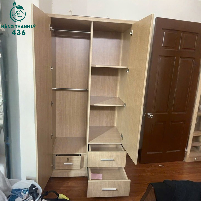 Tủ Quần Áo Cũ 1M Vân Gỗ Sáng Có Hộc Kéo 6 tu quan ao cu 1m van go sang co hoc keo 3