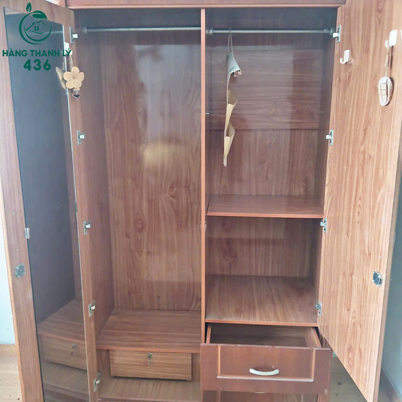 Tủ Quần Áo Cũ 1M2 Màu Nâu Gỗ Có 2 Cánh Chắc Chắn 7 tu quan ao cu 1m2 mau nau go co 2 canh chac chan 3