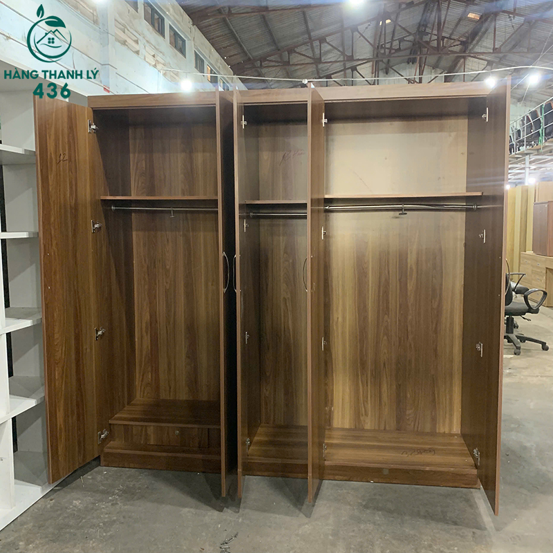 Tủ Quần Áo Cũ 2M Vân Gỗ Nâu Nhiều Cánh 5 tu quan ao cu 2mx2m van go nau nhieu canh 2