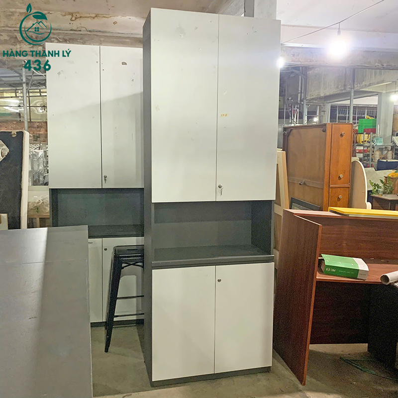 Tủ Hồ Sơ Cũ Gỗ 2M4 Màu Trắng Xám Nhiều Ngăn 4 tu quan ao cu go 1m7x35cmx2m4 mau trang xam nhieu ngan 1 1