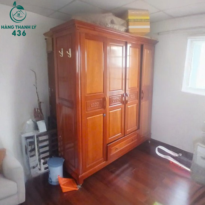 Tủ Quần Áo Cũ Gỗ 4 Cánh Kèm Hộc 2 tu quan ao cu go 4 canh kem hoc