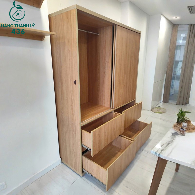 Tủ Quần Áo Gỗ Cũ 1M55X2M Cửa Lùa Tích Hợp 4 Ngăn Kéo 8 tu quan ao go cu 1m55x2m cua lua tich hop 4 ngan keo 4