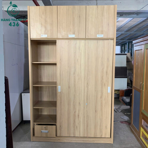Tủ Quần Áo Gỗ Cũ 1M6 Cửa Lùa Vân Gỗ Sáng 6 tu quan ao go cu 1m6 cua lua van go sang 1