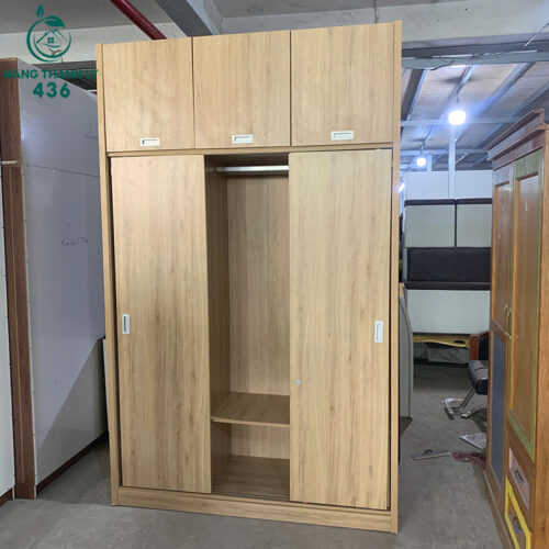 Tủ Quần Áo Gỗ Cũ 1M6 Cửa Lùa Vân Gỗ Sáng 4 tu quan ao go cu 1m6 cua lua van go sang 4
