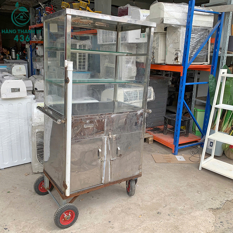Xe Bán Bánh Mì Cũ 75CMX50CMX1M60 Inox Có Kính Trưng Bày 9 xe ban banh mi cu 75cmx50cmx1m60 inox co kinh trung bay tien dung 4