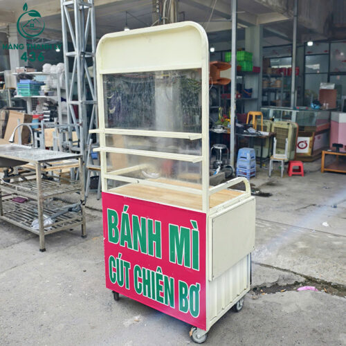 xe ban banh mi cu 80cmx50cmx1m7 khung sat co kinh trung bay 2