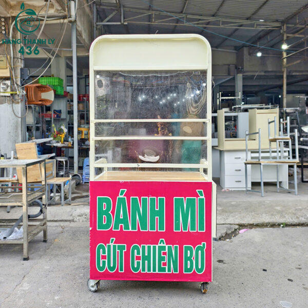 xe ban banh mi cu 80cmx50cmx1m7 khung sat co kinh trung bay 4