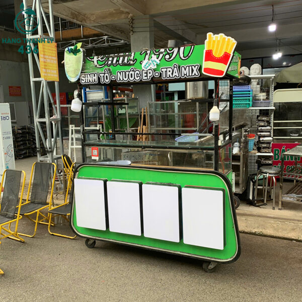 xe ban nuoc ep cu 1m4x60cmx1m95 khung sat phoi mau xanh trang 2