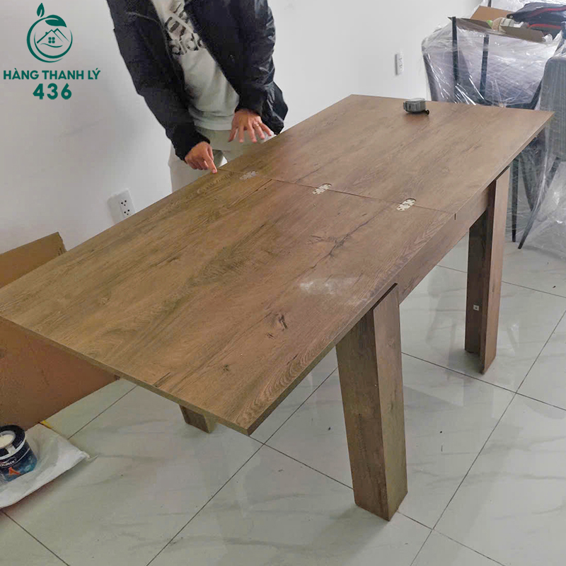 Bàn Ăn Cũ Mặt Gỗ Phủ Vân Màu Nâu 2 ban an cu mat go phu van mau nau