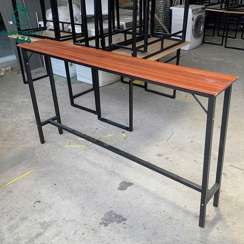 Bàn Bar Cũ Gỗ Chân Sắt Dài 1M8 5 ban bar cu go chan sat dai 1m8 3