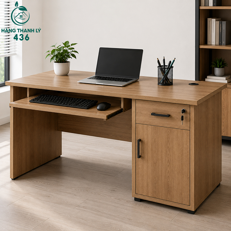 25+ Mẫu Bàn Làm Việc Có Hộc Tủ Đẹp, Tiện Lợi 12 Bàn có hộc tủ và ngăn kéo bàn phím
