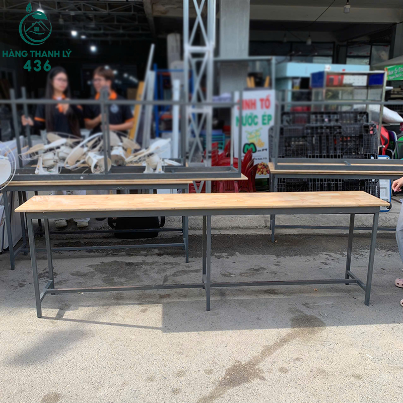 Bàn Học Sinh Cũ 2m4 Mặt Gỗ Chân Sắt 6 ban hoc sinh cu 2m4 mat go chan sat 3