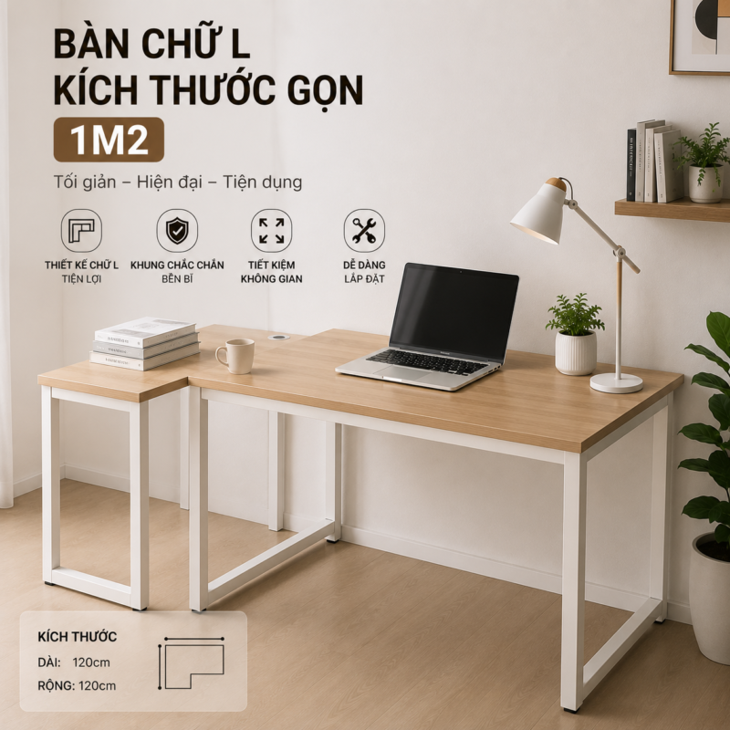 10+ Mẫu Bàn Làm Việc 1m2 Đẹp, Gọn Và Tiện Dụng 20 Bàn Chữ L Kích Thước Gọn